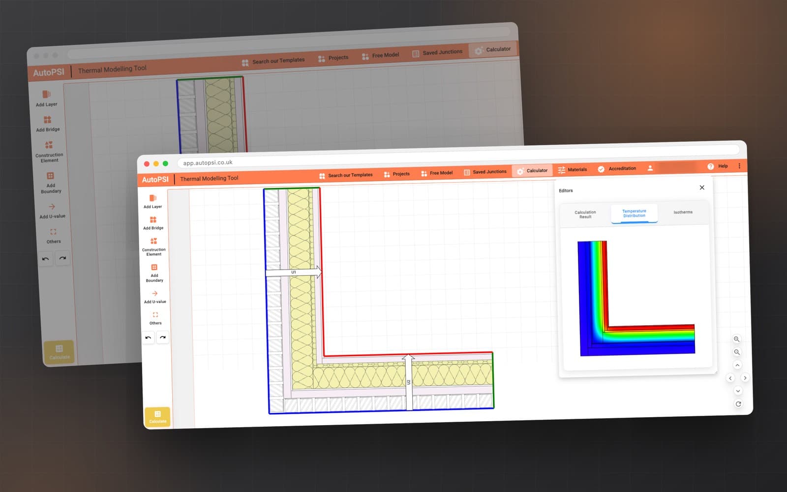 The autoPSI thermal modelling tool, showing a masonry corner junction and its temperature distribution